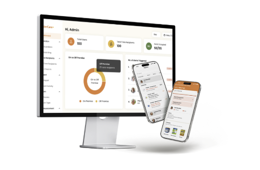 ElderCare+ client portal & app screenshot